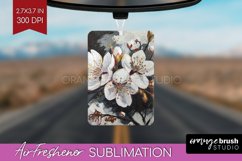 White Flowers Air Freshener PNG - Floral PNG Sublimation Product Image 1
