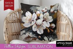 White Flowers Pillow Sublimation - Floral Pillow Cover PNG Product Image 1