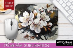 White Flowers Mouse Pad Sublimation - Floral Mousepad PNG Product Image 1