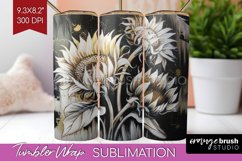 White Flowers Tumbler Wrap - Floral Tumbler PNG Sublimation Product Image 1