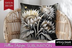 White Flowers Pillow Sublimation - Floral Pillow Cover PNG Product Image 1