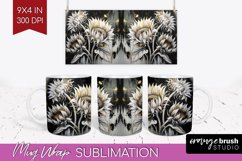 White Flowers Mug Wrap - Floral Mug PNG Sublimation Product Image 1