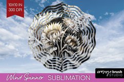 White Flowers Wind Spinner Sublimation PNG - Floral Round Product Image 1