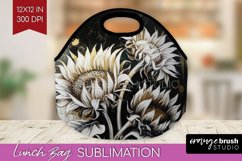 White Flowers Lunch Bag - Floral Lunch Bug PNG Sublimation Product Image 1