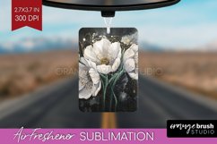 White Flowers Air Freshener PNG - Floral PNG Sublimation Product Image 1