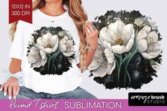 White Flowers Round Tshirt Background - Floral PNG Product Image 1