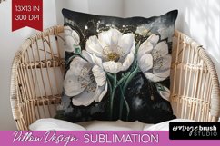 White Flowers Pillow Sublimation - Floral Pillow Cover PNG Product Image 1