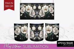 White Flowers Mug Wrap - Floral Mug PNG Sublimation Product Image 1