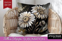 White Flowers Pillow Sublimation - Floral Pillow Cover PNG Product Image 1