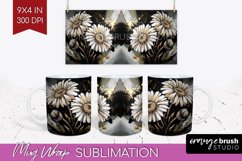White Flowers Mug Wrap - Floral Mug PNG Sublimation Product Image 1