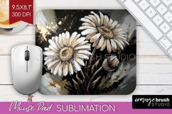 White Flowers Mouse Pad Sublimation - Floral Mousepad PNG Product Image 1