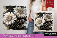 White Flowers Tote Bag - Floral Tote Bag PNG Sublimation Product Image 1