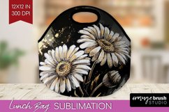 White Flowers Lunch Bag - Floral Lunch Bug PNG Sublimation Product Image 1