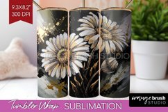 White Flowers Tumbler Wrap - Floral Tumbler PNG Sublimation Product Image 1