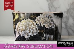 White Flowers Cosmetic Bag - Floral Makeup Bag PNG Product Image 1