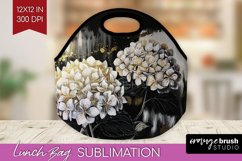 White Flowers Lunch Bag - Floral Lunch Bug PNG Sublimation Product Image 1