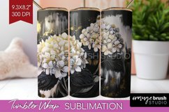 White Flowers Tumbler Wrap - Floral Tumbler PNG Sublimation Product Image 1