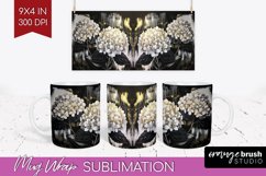 White Flowers Mug Wrap - Floral Mug PNG Sublimation Product Image 1