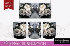 White Flowers Mug Wrap - Floral Mug PNG Sublimation Product Image 1