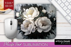 White Flowers Mouse Pad Sublimation - Floral Mousepad PNG Product Image 1