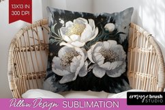 White Flowers Pillow Sublimation - Floral Pillow Cover PNG Product Image 1