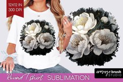 White Flowers Round Tshirt Background - Floral PNG Product Image 1