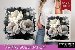 White Flowers Tote Bag - Floral Tote Bag PNG Sublimation Product Image 1
