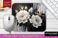 White Flowers Mouse Pad Sublimation - Floral Mousepad PNG Product Image 1