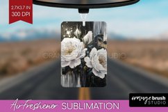White Flowers Air Freshener PNG - Floral PNG Sublimation Product Image 1