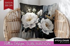 White Flowers Pillow Sublimation - Floral Pillow Cover PNG Product Image 1
