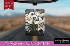 White Flowers Air Freshener PNG - Floral PNG Sublimation Product Image 1