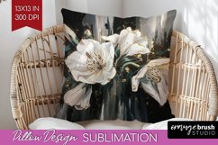 White Flowers Pillow Sublimation - Floral Pillow Cover PNG Product Image 1