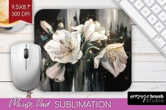 White Flowers Mouse Pad Sublimation - Floral Mousepad PNG Product Image 1