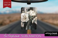 White Flowers Air Freshener PNG - Floral PNG Sublimation Product Image 1