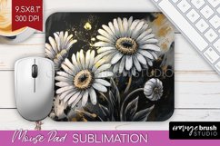 White Flowers Mouse Pad Sublimation - Floral Mousepad PNG Product Image 1