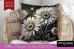 White Flowers Pillow Sublimation - Floral Pillow Cover PNG Product Image 1