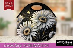White Flowers Lunch Bag - Floral Lunch Bug PNG Sublimation Product Image 1