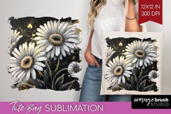 White Flowers Tote Bag - Floral Tote Bag PNG Sublimation Product Image 1
