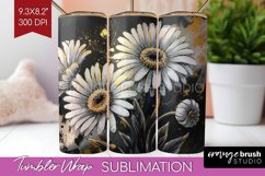 White Flowers Tumbler Wrap - Floral Tumbler PNG Sublimation Product Image 1