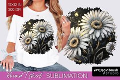 White Flowers Round Tshirt Background - Floral PNG Product Image 1