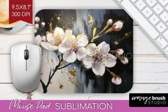 White Flowers Mouse Pad Sublimation - Floral Mousepad PNG Product Image 1