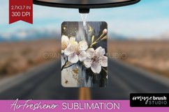 White Flowers Air Freshener PNG - Floral PNG Sublimation Product Image 1