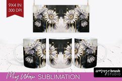 White Flowers Mug Wrap - Floral Mug PNG Sublimation Product Image 1