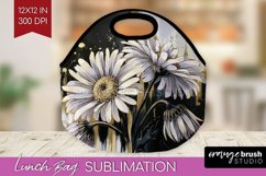 White Flowers Lunch Bag - Floral Lunch Bug PNG Sublimation Product Image 1