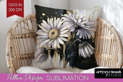 White Flowers Pillow Sublimation - Floral Pillow Cover PNG Product Image 1