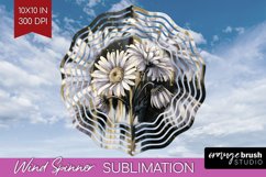 White Flowers Wind Spinner Sublimation PNG - Floral Round Product Image 1