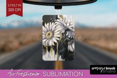 White Flowers Air Freshener PNG - Floral PNG Sublimation Product Image 1