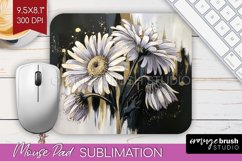 White Flowers Mouse Pad Sublimation - Floral Mousepad PNG Product Image 1