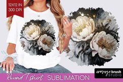 White Flowers Round Tshirt Background - Floral PNG Product Image 1