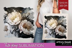 White Flowers Tote Bag - Floral Tote Bag PNG Sublimation Product Image 1